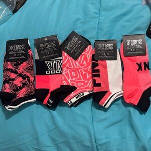 PINK Victoria's Secret Athletic Ankle Socks - Black and Pink Set